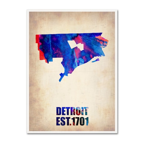 Naxart 'Detroit Watercolor Map' Canvas Art,24x32